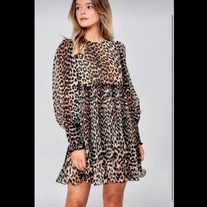 GANNI Leopard babydoll dress
